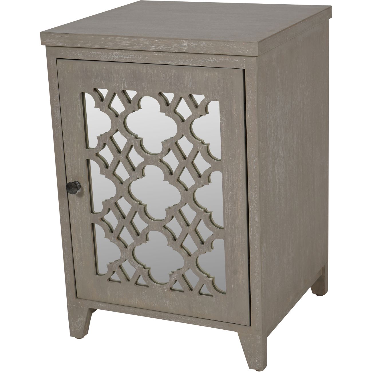 Laura Ashley Grey Greystead Wooden Mirrored Bedside Table